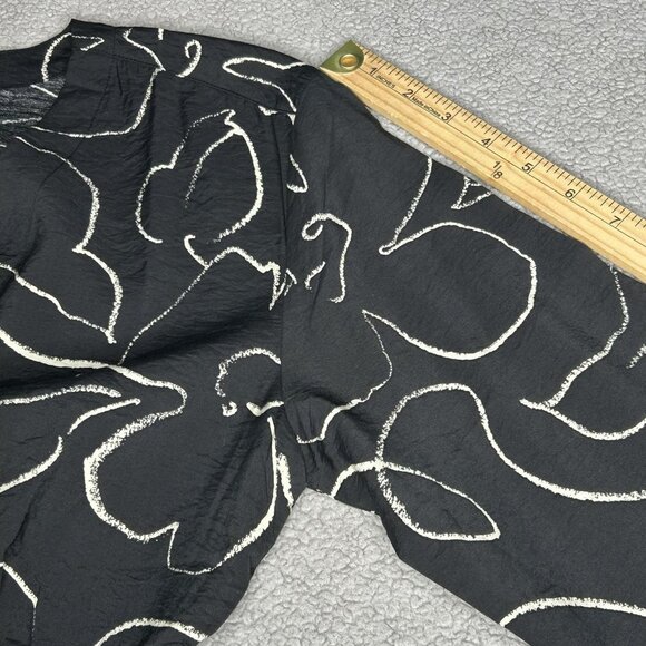 Madewell Blouse Womens M Lusterweave Black Abstract Button Front Cropped Top - Picture 12 of 15